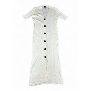 Mossimo Dutti Ribbed Button-Front Maxi Dress S Ivory‎